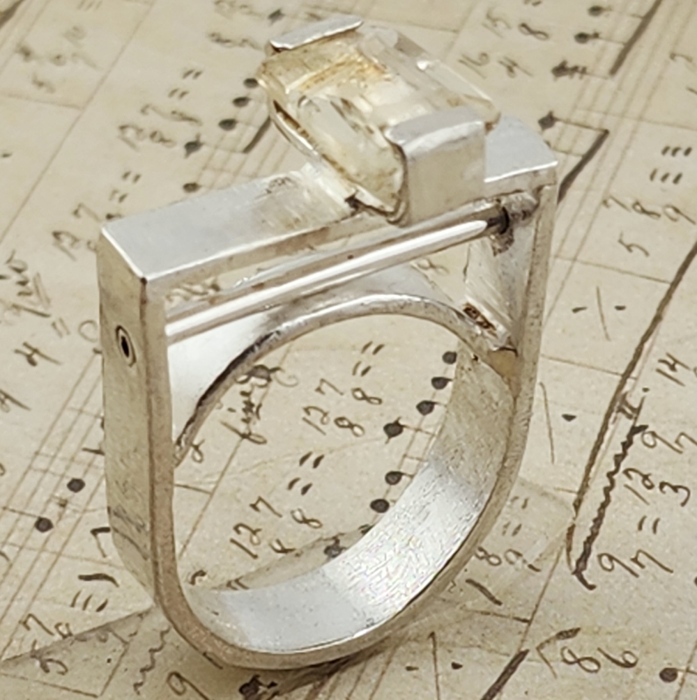 AVANT GARDE CITRINE EMERALS CUT RING HANDMADE IN STERLING SILVER SZ 7 - Picture 6 of 13